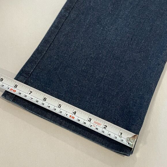 ~ Anthropologie 12 "The Essential Crop Flare" Dk Blue Wash Scarf Tie Denim Jeans - Picture 12 of 16